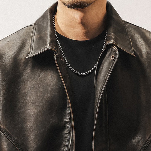 Vintage Leather-Like Blouson P1842